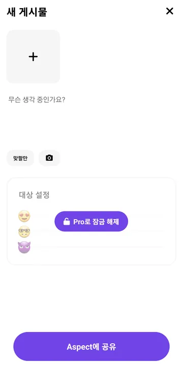 게시물 작성과 Pro 대상 설정