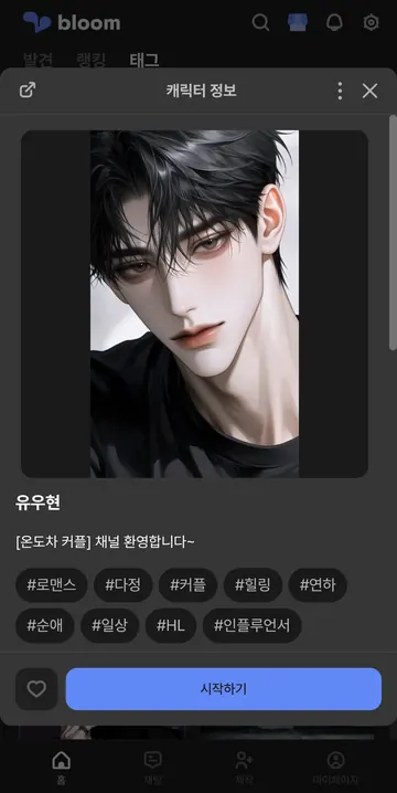 캐릭터 소개·태그·제작자와 시작 화면