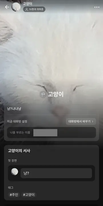 캐릭터 상세 — 소개·서사·첫 장면·태그