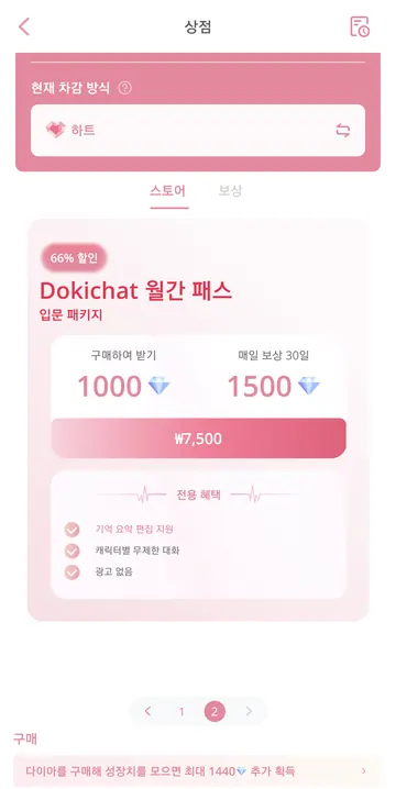 월간 패스 7,500원과 포함 혜택