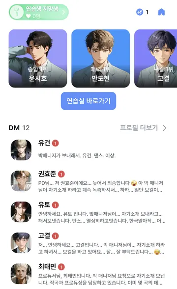 캐릭터 능력 순위와 AI 선톡 목록